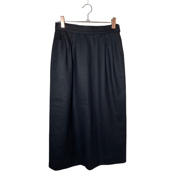 Vintage Pendleton Pencil Skirt Size 4 Petite Black Pure Virgin Wool Mid Length - Picture 7 of 7